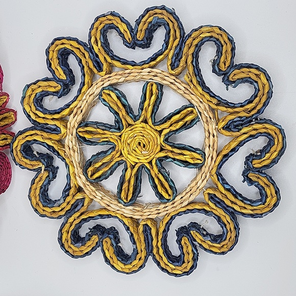 2PC Vintage Trivet Set Blue and Pink - Picture 2 of 3